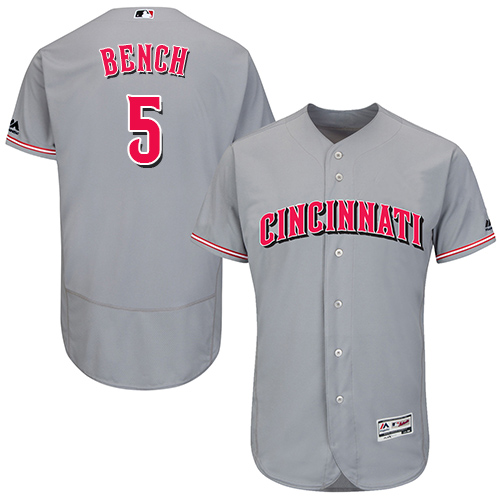 Reds #5 Johnny Bench Grey Flexbase Authentic Collection Stitched MLB Jersey